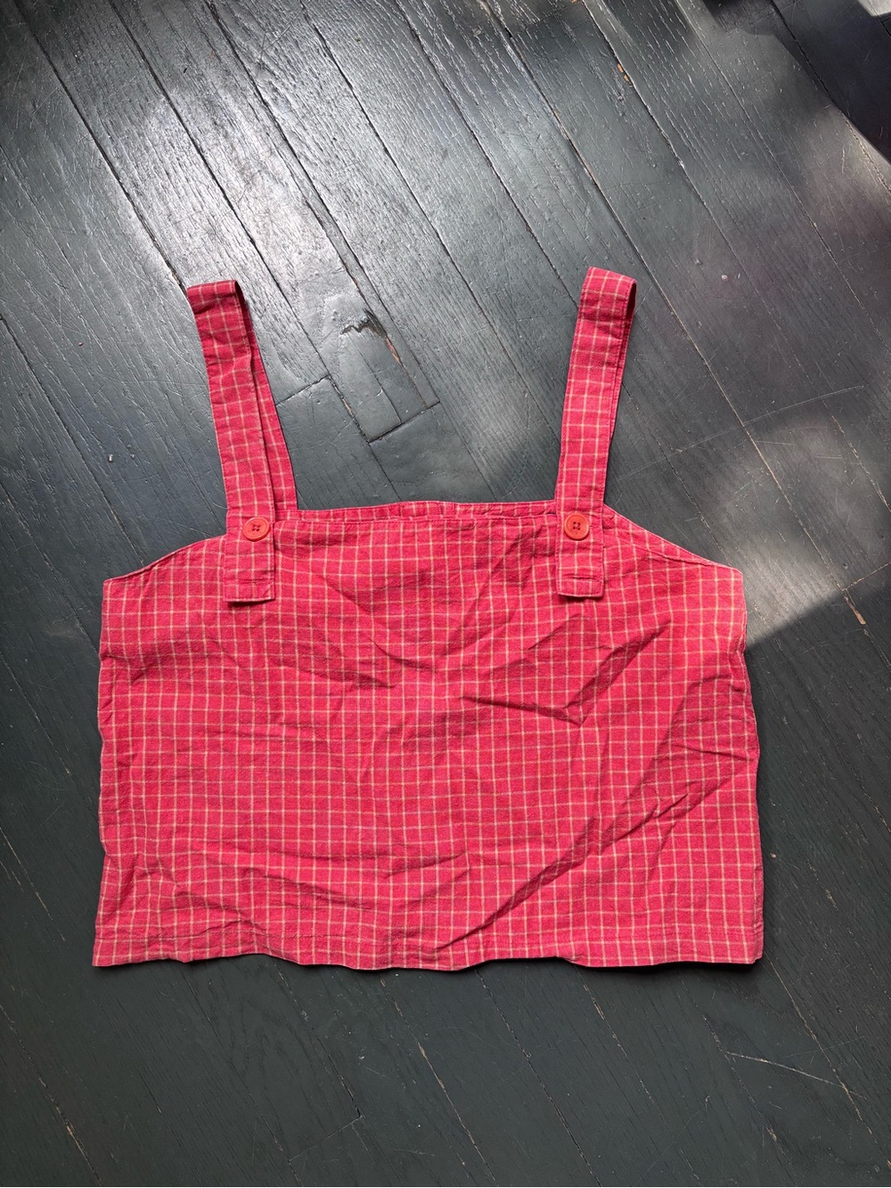 United By Blue SoftHemp Red Plaid Cropped Tank Top